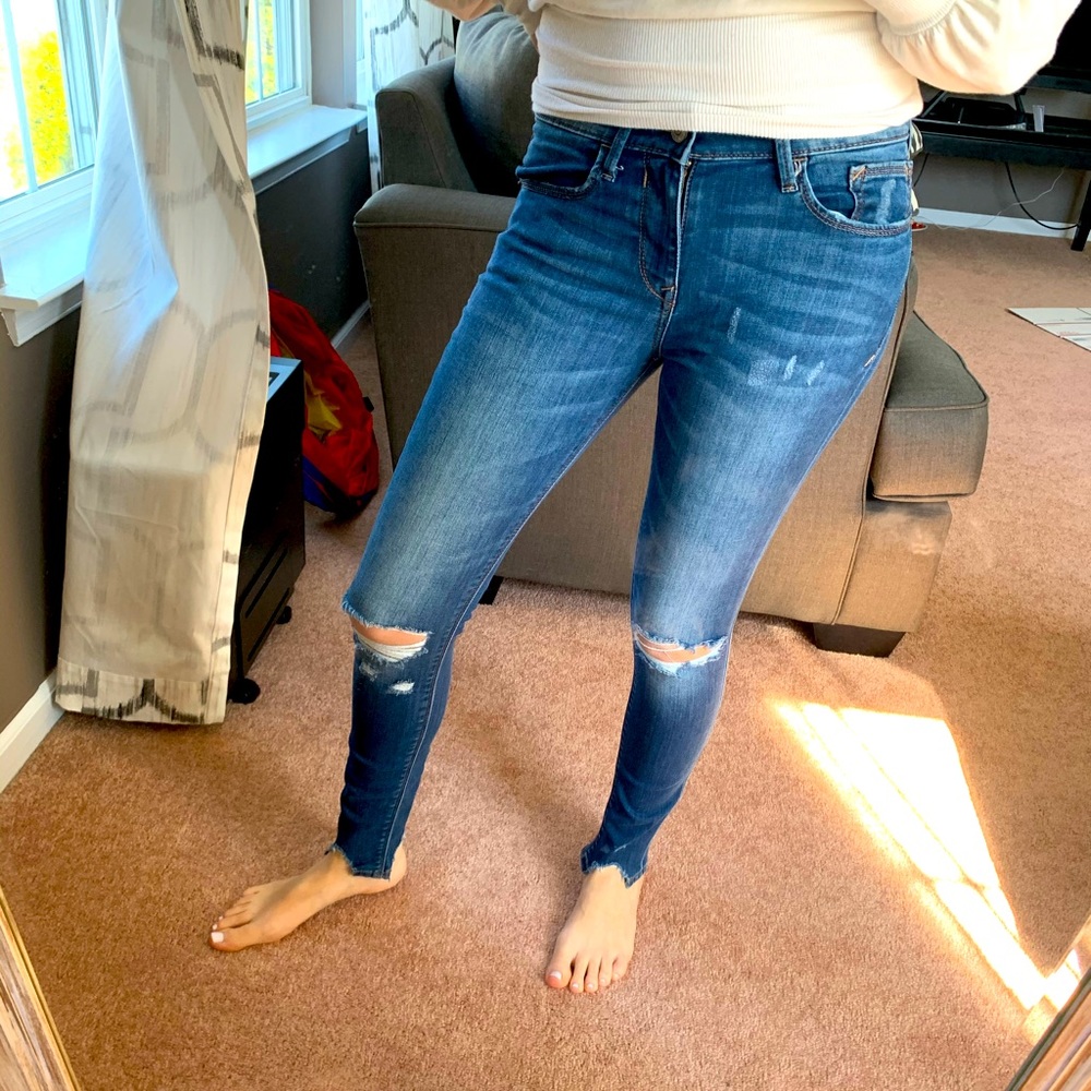 EUC Express Ankle Denim Legging Mid Rise Size 0